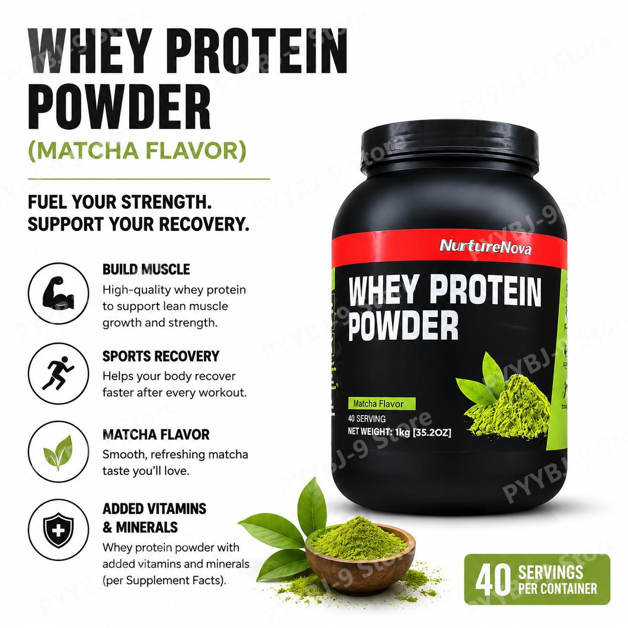 The Nutrition Fitness - NurtureNova Whey Protein Powder Matcha Flavor